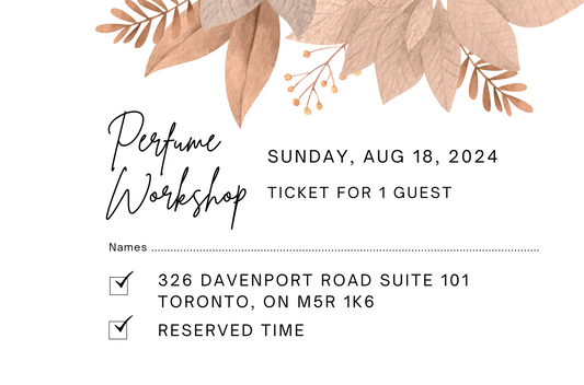 August 18th, 2024 Perfume/Cologne Workshop Session For 1 Guest