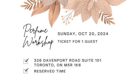 Toronto Studio October 20th, 2024 Perfume/Cologne Workshop Session For 1 Guest