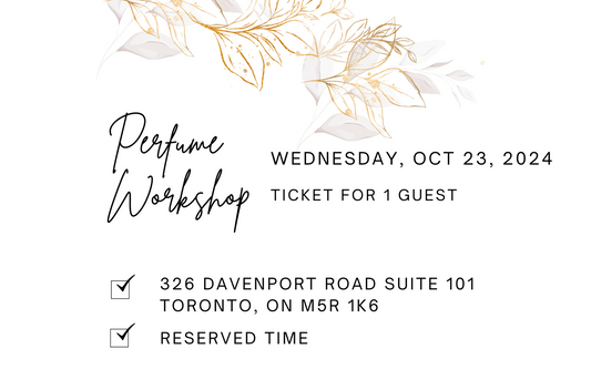 Toronto Studio October 23rd, 2024 Perfume/Cologne Workshop Session For 1 Guest