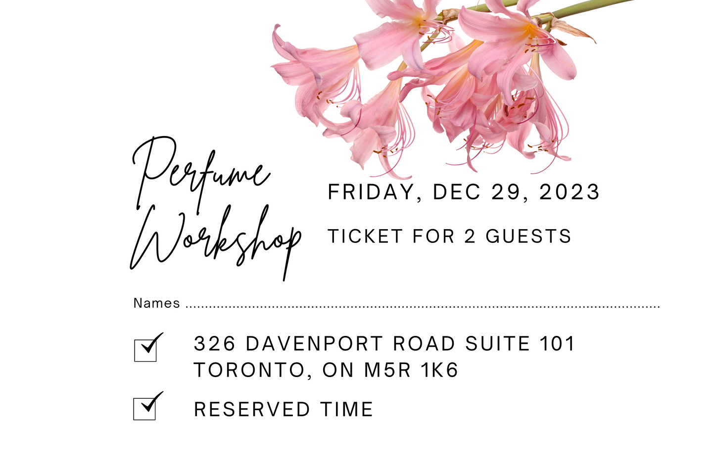 December 29th, 2023 Perfume/Cologne Workshop Session For 2 Guests