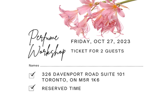 October 27th, 2023 Perfume/Cologne Workshop Session For 2 Guests