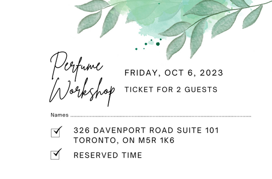 October 6th, 2023 Perfume/Cologne Workshop Session For 2 Guests