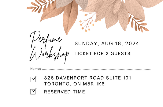August 18th, 2024 Perfume/Cologne Workshop Session For 2 Guests
