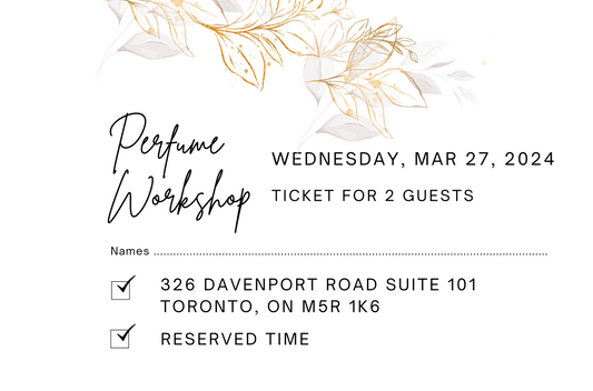 March 27th, 2024 Perfume/Cologne Workshop Session For 2 Guests